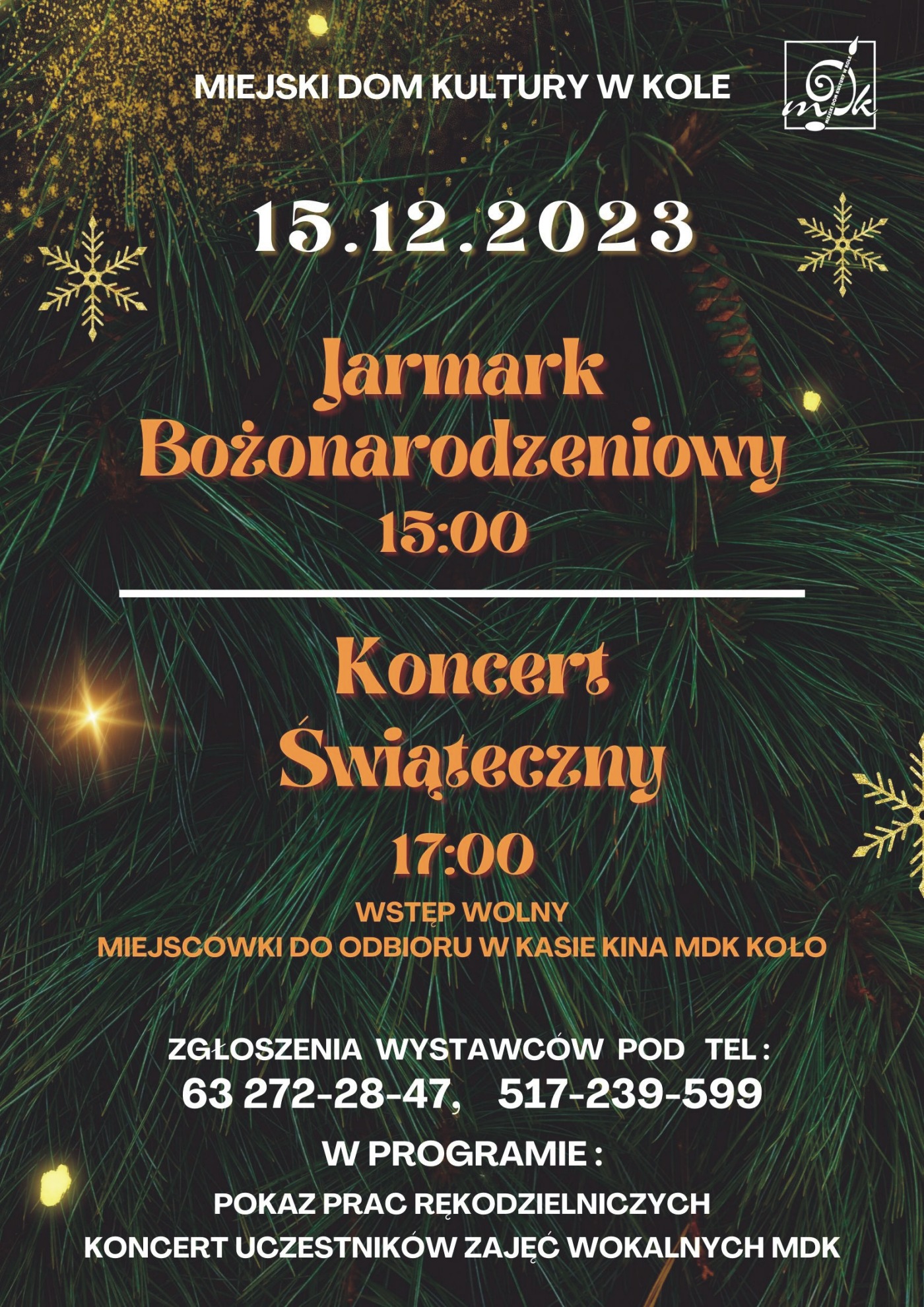 JARMARK BOŻONARODZENIOWY i KONCERT ŚWIĄTECZNY