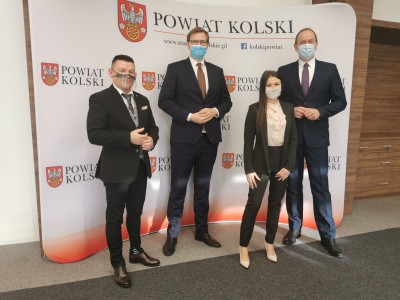 Minister Michał Woś odwiedził kolskie starostwo