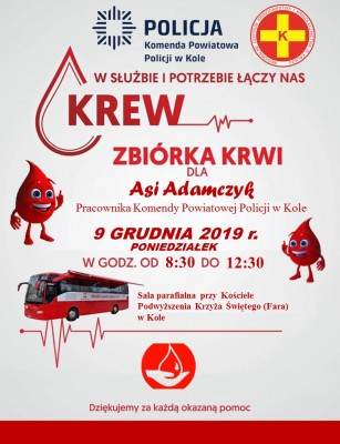 Akcja zbiórki krwi dla chorej policjantki