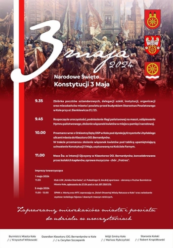 Obchody Narodowego Święta Konstytucji 3 maja w Kole [PROGRAM]