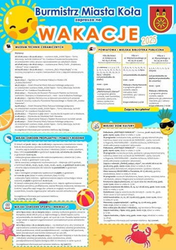 Wakacje 2025 w Mieście Koło - program pełen aktywności