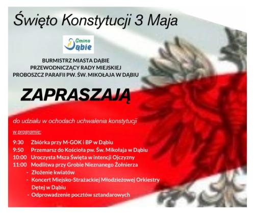Święto Konstytucji 3 Maja w Dąbiu - szczegóły wydarzenia