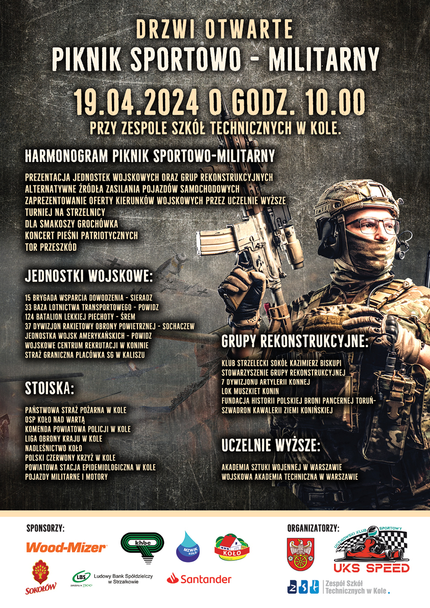 Zespół Szkół Technicznych w Kole zaprasza na Drzwi Otwarte i Piknik Sportowo-Militarny!