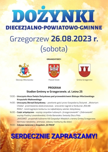 Zapraszamy na Dożynki Powiatu Kolskiego! W tym roku w Grzegorzewie