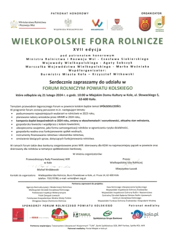 Patronat e-kolo.pl : Forum Rolnicze Powiatu Kolskiego