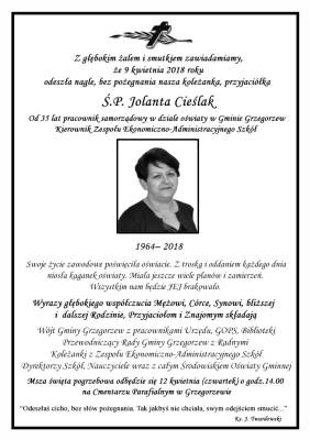 Urząd Gminy w Grzegorzewie żegna Jolantę Cieślak