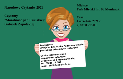 Narodowe Czytanie 2021 - poszukiwani lektorzy!