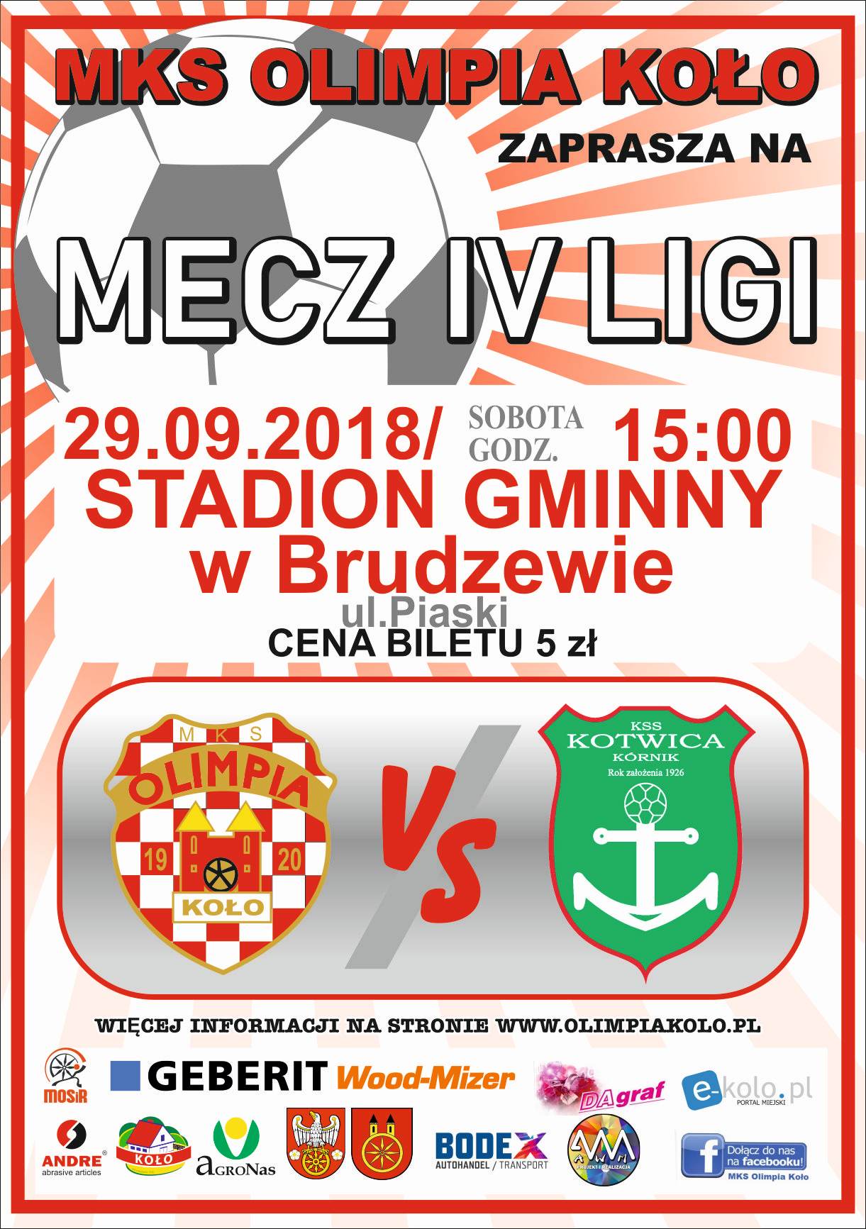 Olimpia Koło zagra w Brudzewie