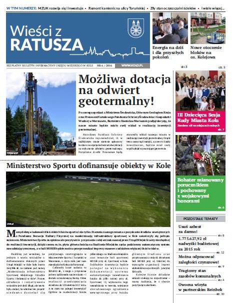 Jest nr 6 Biuletynu Informacyjnego UM „Wieści z Ratusza”