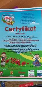 Certyfikat dla SP 1 w Kole 