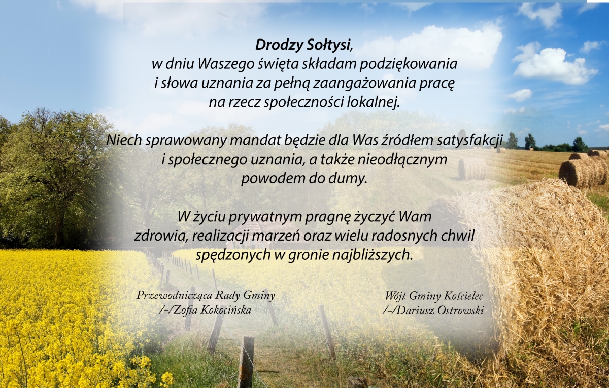 Życzenia dla wszystkich sołtysów od Wójta Gminy Kościelec