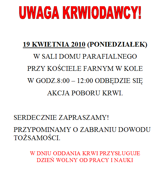 Akcja krwiodawstwa w Kole