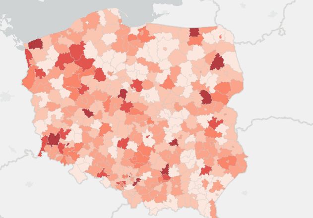 Powiat Kolski ciemniejszą plamą na mapie nowych zakażeń