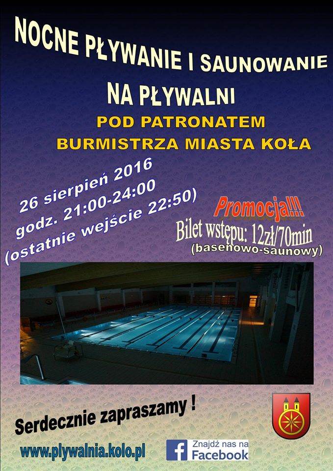 Nocne pływanie na kolskim basenie