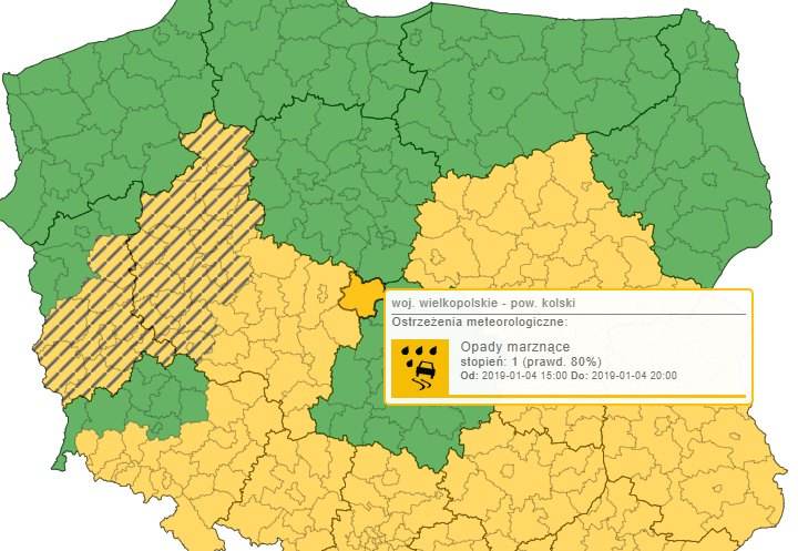 UWAGA! Wydano ostrzeżenie meteorologiczne dla p.Kolskiego