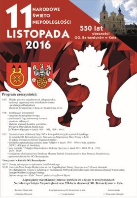 Program obchodów Narodowego Święta Niepodległości w Kole