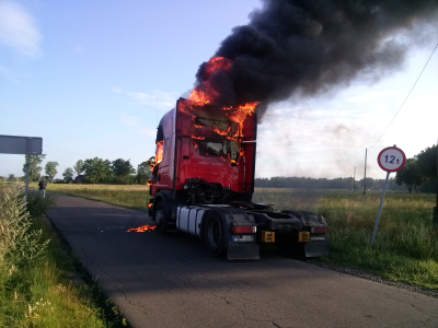 BABIAK: Pożar samochodu ciężarowego