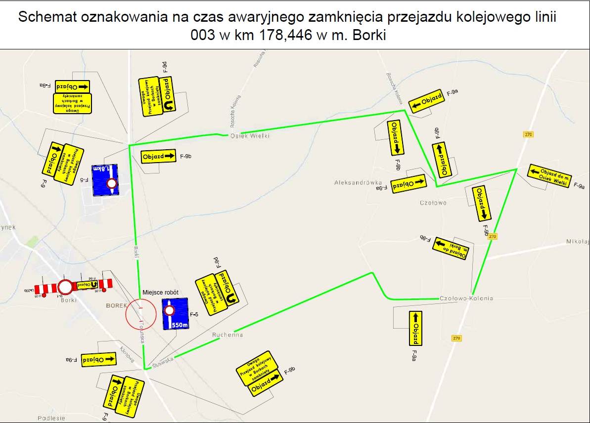 Utrudnienia na przejeździe w miejscowości Borki