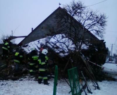 Zawalony budynek w Dąbiu