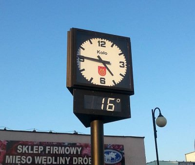 Zegar pokazuje różne temperatury