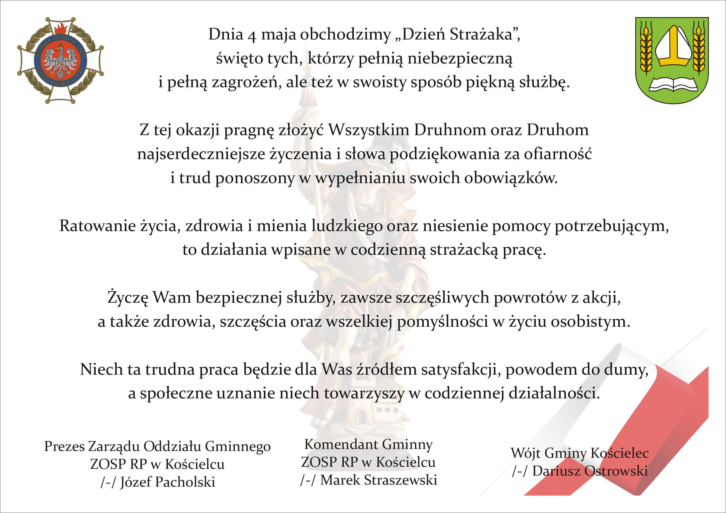 Kościelec- życzenia dla druhów strażaków.